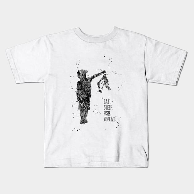 Fishing boy Kids T-Shirt by RosaliArt